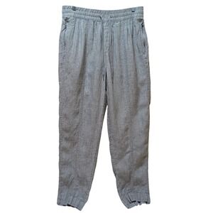 Athleta Retreat High Rise Linen Ankle Jogger Pants Womens M Gray Resort Vacation